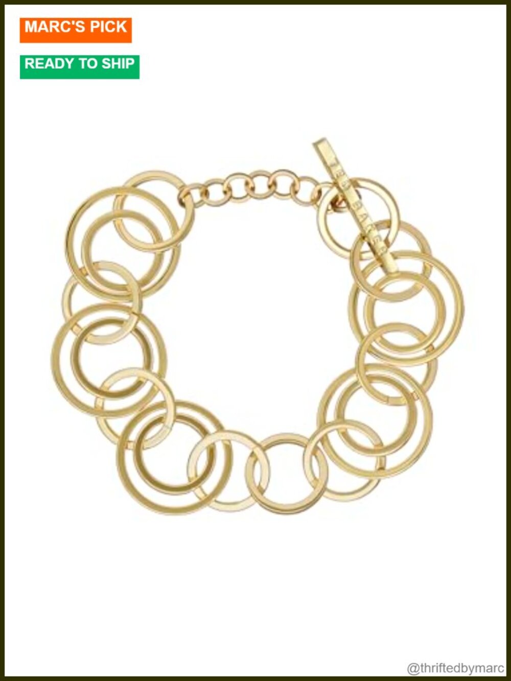 Gold Tone Plated Brass Multi Hoop Adjustable Bracelet for Women